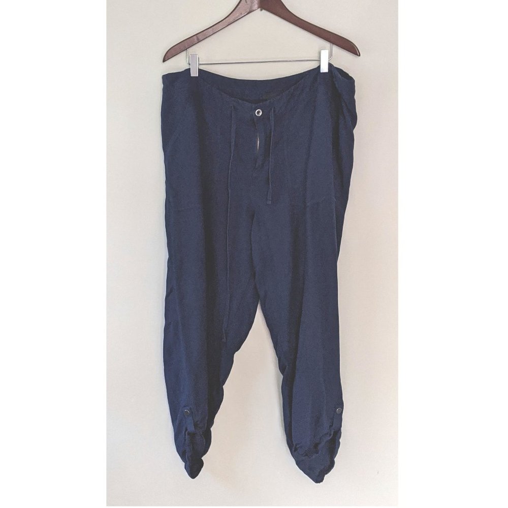 Lane Bryant Navy Blue Linen Blend Cropped Pants